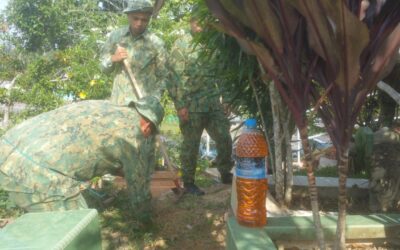 THE ROYAL BRUNEI LAND FORCE HEADQUARTERS AND COMPANY HEADQUARTERS HELD A CHARITY CLEANING CAMPAIGN IN JERUDONG, KG LUMAPAS AND KG KASAT CEMETERIES
