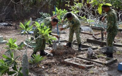 ADMIN COMPANY SECOND BATTALION OF THE ROYAL BRUNEI LAND FORCE CONDUCTS CEMETERY CLEANING CAMPAIGN IN CONJUNCTION WITH THE 58TH ANNIVERSARY OF THE ROYAL BRUNEI ARMED FORCES