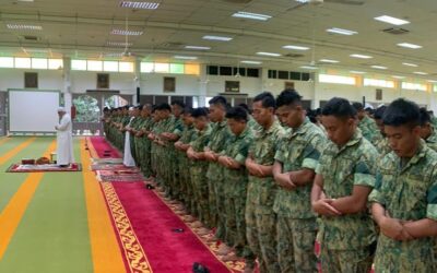 FIRST BATTALION ROYAL BRUNEI LAND FORCE PERFORM KUSSUF ECLIPSE MASS SUNNAT PRAYER